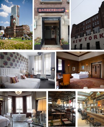 De haut en bas et de gauche à droite: Photos 1, 2 et 3: Extérieur de l'hôtel. 4, 5 et 6: Chambres et suite. 7et 8: Restaurant et bar de l'hôtel © Ludovic Bischoff