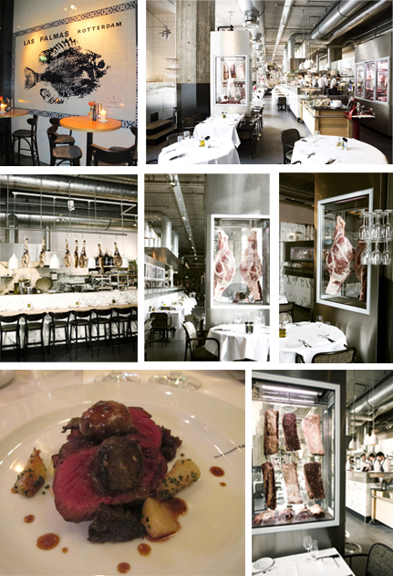 De haut en bas et de gauche à droite: Photos 1, 2, 3, 4, 5 et 7: Intérieur du restaurant, 6: Plat © Ludovic Bischoff