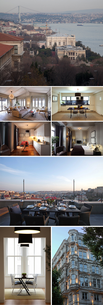 Image 1: Chambre avec vue, X Flats, Istanbul Image 2, 3, 4, 5, 7: Interieurs, X Flats, Istanbul Image 7: Terrasse salle à manger , X Flats, Istanbul Image 8: Exterieur , X Flats, Istanbul