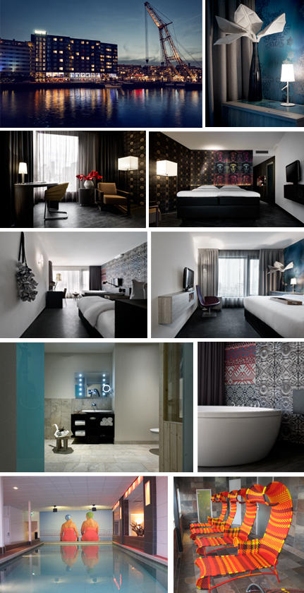 De haut en bas et de gauche à droite: Photo 1: Extérieur de l'hôtel, 4, 5, 6, 7 et 8: Chambres et salles de bains . 9 et 10: Piscine intérieure de l'hôtel © Ludovic Bischoff